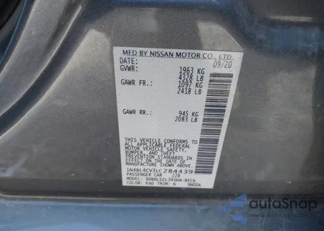2020 Nissan Altima Sr from USA, damaged, VIN 1N4BL4CV3LC284439